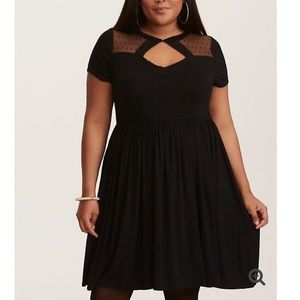 Torrid Dot Mesh Inset Skater Dress